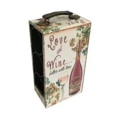 Mobili Rebecca Range Bouteilles à Poser 3 Bouteilles En Mdf Canvas Coloré -Maisons Du Monde Boutique range bouteilles a poser 3 bouteilles en mdf canvas colore 3