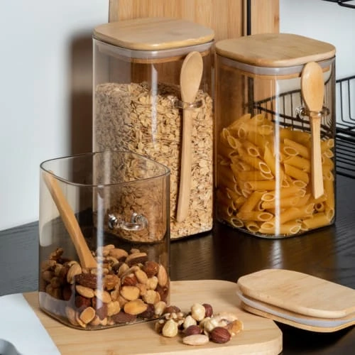 PRESENT TIME Récipient Alimentaire En Verre Lichen Et Bambou H13cm 5 PRESENT TIME Récipient Alimentaire En Verre Lichen Et Bambou H13cm – Image 3