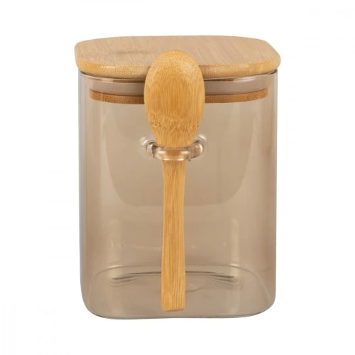 PRESENT TIME Récipient Alimentaire En Verre Marron Et Bambou H13cm 3 PRESENT TIME Récipient Alimentaire En Verre Marron Et Bambou H13cm