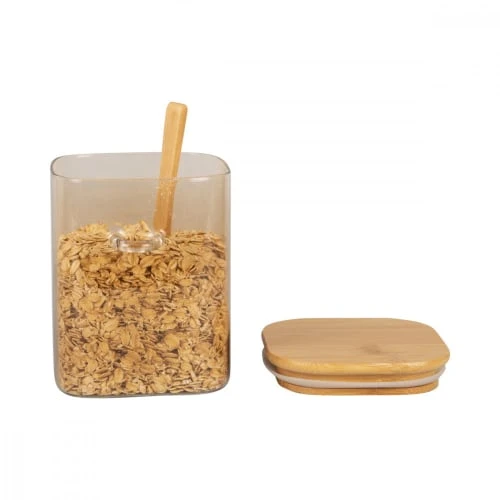 PRESENT TIME Récipient Alimentaire En Verre Marron Et Bambou H13cm 6 PRESENT TIME Récipient Alimentaire En Verre Marron Et Bambou H13cm – Image 4