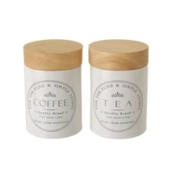 Wadiga Set De 2 Pots En Céramique Blanche Café Et Thé