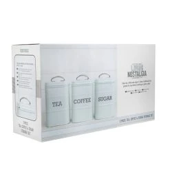 Living Nostalgia Set De 3 Boites à Thé, Café, Sucre En Acier Bleu-ciel -Maisons Du Monde Boutique set de 3 boites a the cafe sucre en acier bleu ciel 3