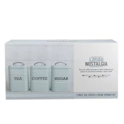 Living Nostalgia Set De 3 Boites à Thé, Café, Sucre En Acier Bleu-ciel -Maisons Du Monde Boutique set de 3 boites a the cafe sucre en acier bleu ciel 4