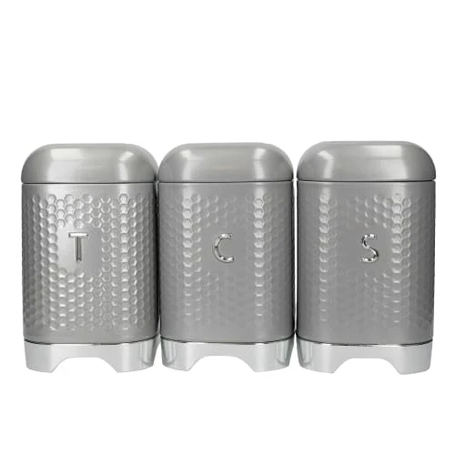 Lovello Set De 3 Boites à Thé, Café, Sucre En Acier Couleur Gris 3 Lovello Set De 3 Boites à Thé, Café, Sucre En Acier Couleur Gris