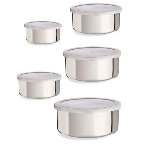 Wadiga Set De 5 Boîtes De Conservation Rondes En Inox 4 Wadiga Set De 5 Boîtes De Conservation Rondes En Inox – Image 2