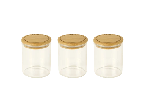 PEBBLY Set De Boîtes épices En Verre 190ml D6,5x8,5cm 3 PEBBLY Set De Boîtes épices En Verre 190ml D6,5x8,5cm
