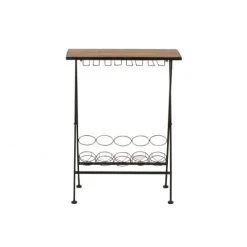 LANADECO Table Rangement Bouteilles Et Verres Métal Noir Et Bois -Maisons Du Monde Boutique table rangement bouteilles et verres metal noir et bois 3